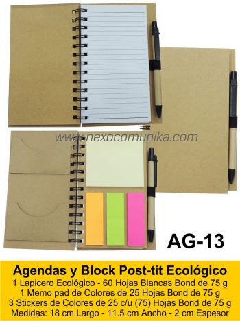 Agendas y Block Post-tit Ecológico 13 - Nexo Comunika SAC