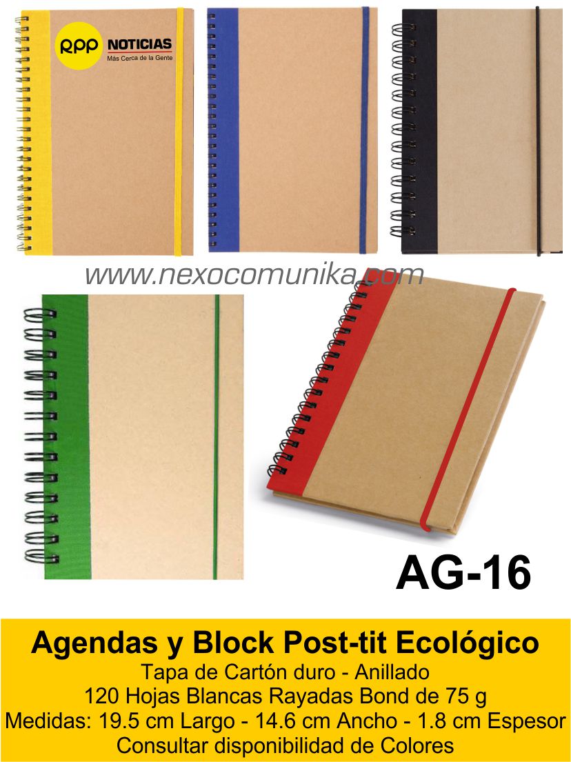 Agendas y Block Post-tit Ecológico 16 - Nexo Comunika SAC
