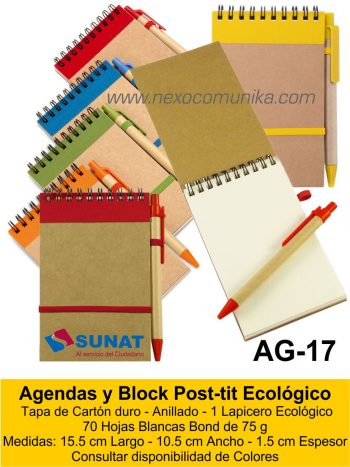 Agendas y Block Post-tit Ecológico 17 - Nexo Comunika SAC