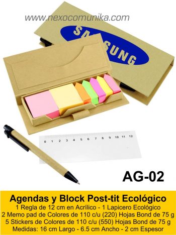 Agendas y Block Post-tit Ecológico 2 - Nexo Comunika SAC