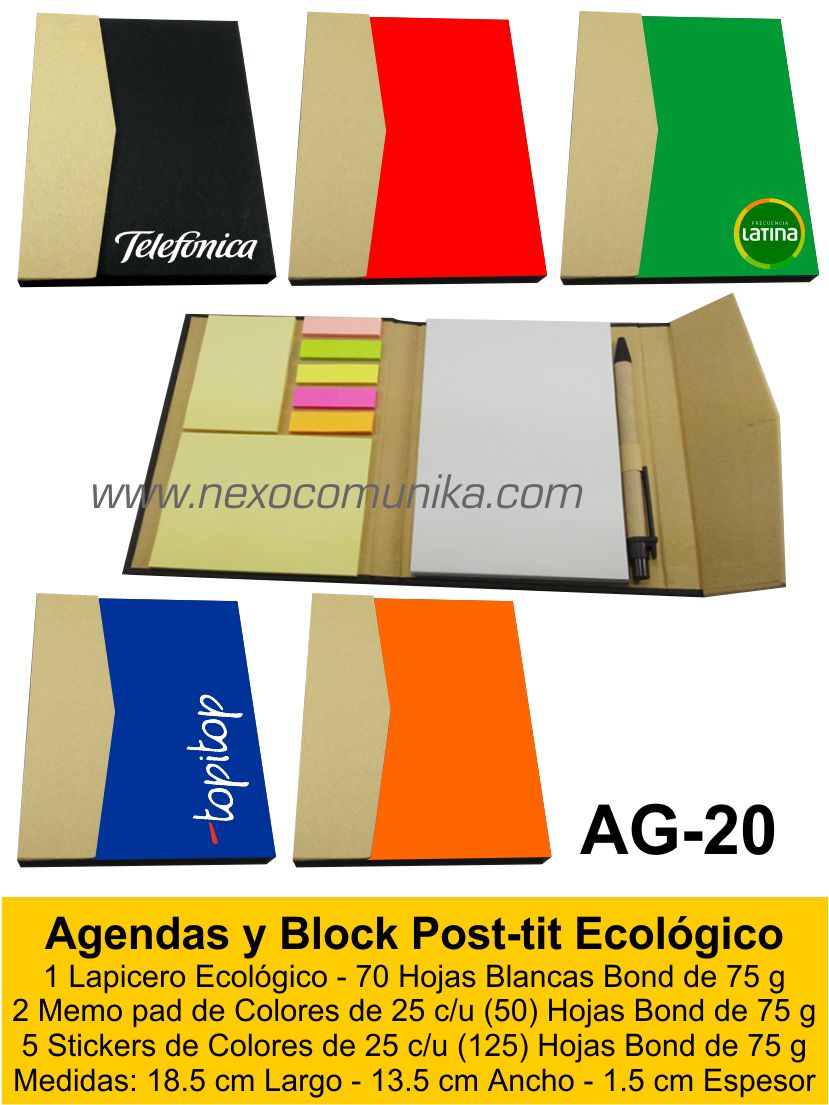 Agendas y Block Post-tit Ecológico 20 - Nexo Comunika SAC
