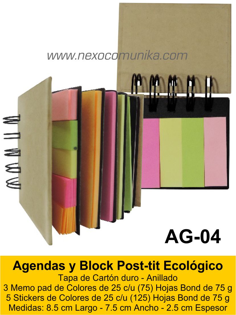 Agendas y Block Post-tit Ecológico 4 - Nexo Comunika SAC