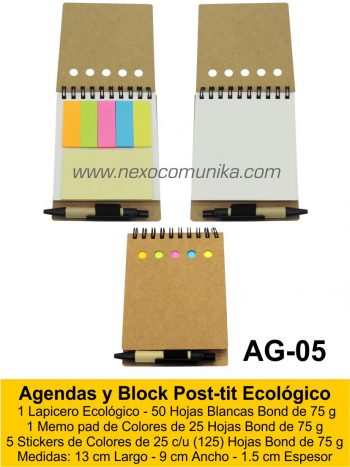 Agendas y Block Post-tit Ecológico 5 - Nexo Comunika SAC