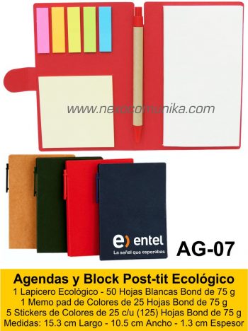 Agendas y Block Post-tit Ecológico 7 - Nexo Comunika SAC