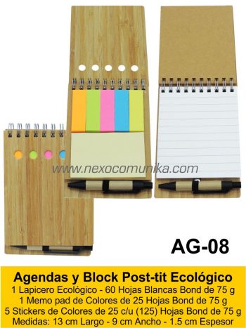 Agendas y Block Post-tit Ecológico 8 - Nexo Comunika SAC