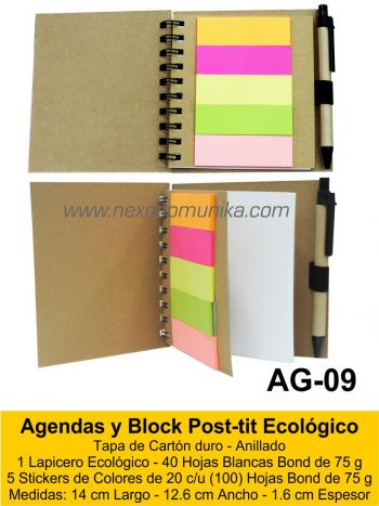 Agendas y Block Post-tit Ecológico 9 - Nexo Comunika SAC
