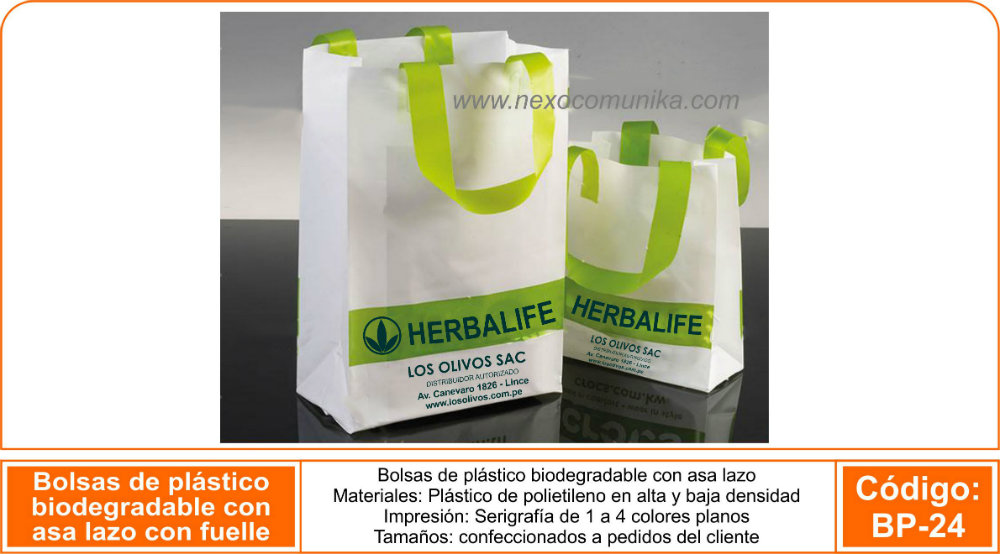 bolsas Plástica con asa lazo y fuelle - Nexo Comunika SAC